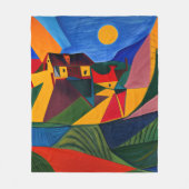 Couverture Polaire Colorful abstract village landscape house warming  (Devant)