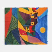 Couverture Polaire Colorful abstract village landscape house warming  (Devant (Horizontal))