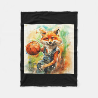 Couverture Polaire Colorful Artistic Sch Oil Painting Of A Fox