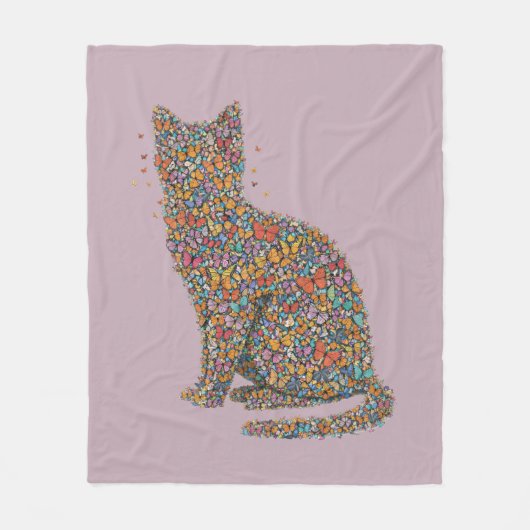 Couverture Polaire Colorful Butterfly Cat Lover Silhouette Art Mauve (Devant)