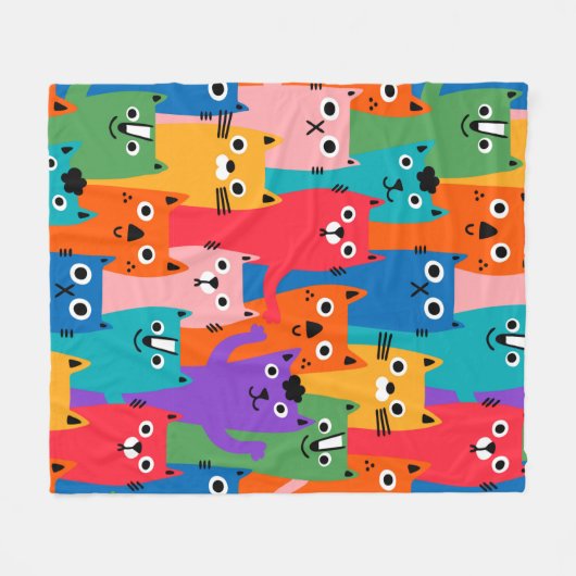 Couverture Polaire Colorful cats (Devant (Horizontal))