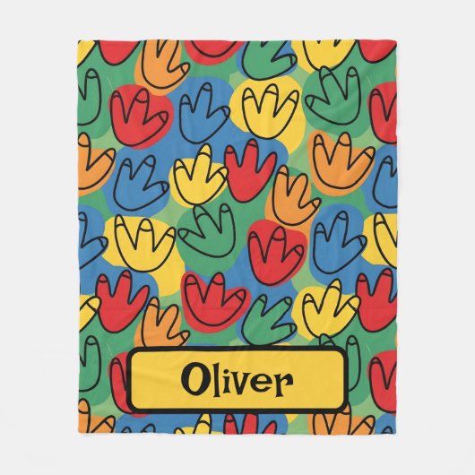 Couverture Polaire Colorful Dinosaur Footprints (Devant)