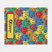 Couverture Polaire Colorful Dinosaur Footprints (Devant (Horizontal))