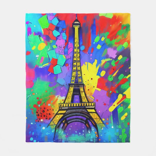 Couverture Polaire Colorful Eiffel painting (Devant)