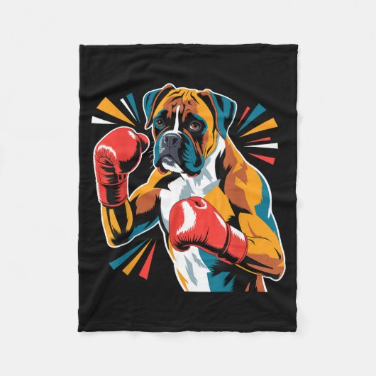 Couverture Polaire Colorful Funny Boxing Dog Lovers Kickboxing Boxer  (Devant)
