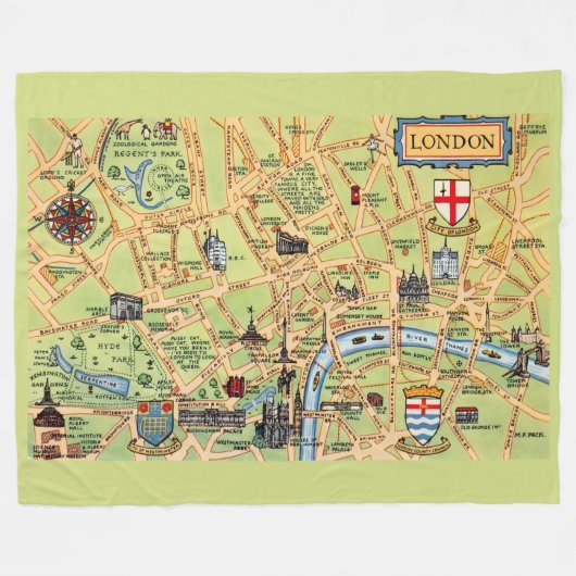 Couverture Polaire Colorfully Illustrated Map of London (Devant (Horizontal))