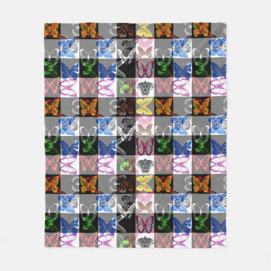 Couverture Polaire Colourful Butterfly Plaid Tartan Check Design (Devant)