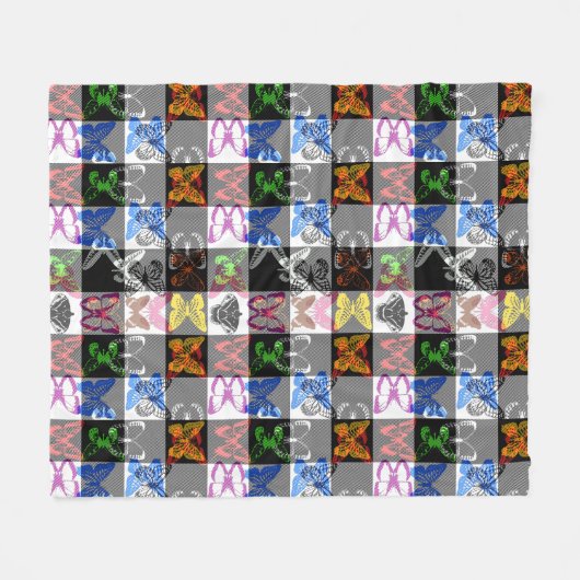 Couverture Polaire Colourful Butterfly Plaid Tartan Check Design (Devant (Horizontal))