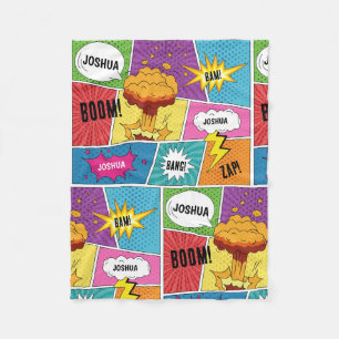 Couverture Polaire Comic Livre coloré Nom personnalisé Pop Art
