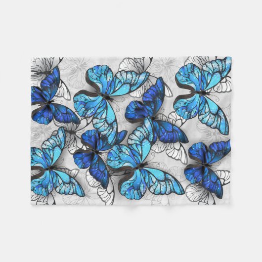 Couverture Polaire Composition des White and Blue Butterflies (Devant (Horizontal))