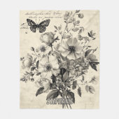 Couverture Polaire Composition florale antique - Papillon monochrome (Devant)