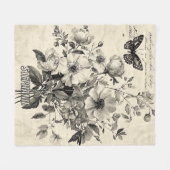 Couverture Polaire Composition florale antique - Papillon monochrome (Devant (Horizontal))