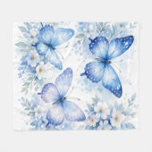 Couverture Polaire Composition florale Papillon Bleu (Devant (Horizontal))