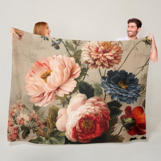 Couverture Polaire Composition florale vintage vibrante (En situation)