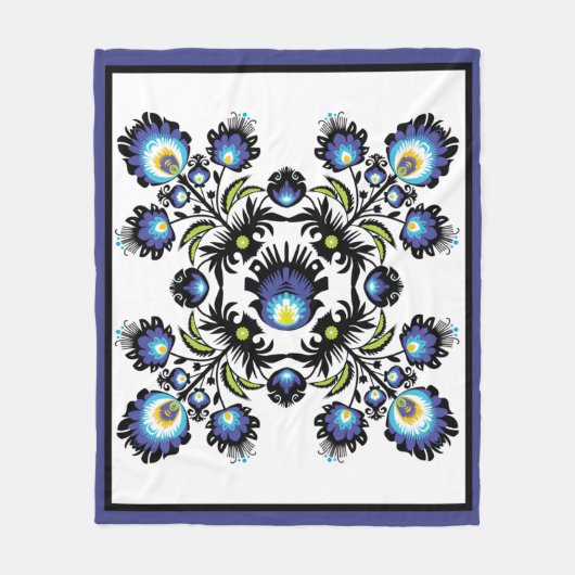 Couverture Polaire 🖤 💙 composition folle noire et bleue sur blanc (Devant)