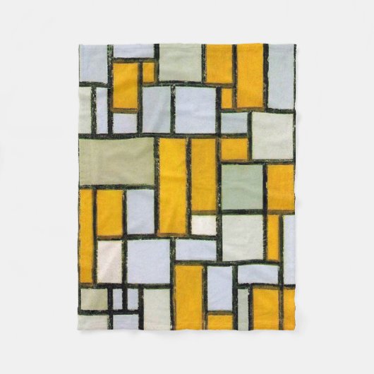 Couverture Polaire Composition Jaune et Gris, Mondrian (Devant)