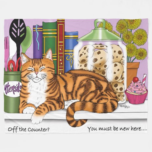 Couverture Polaire Comptoir de cuisine Orange Tabby Top Chat (Devant (Horizontal))