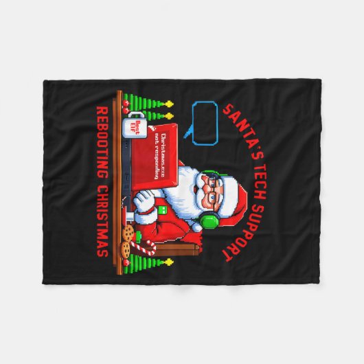 Couverture Polaire Computer Meme Funny Santa's Tech Suprt Rebooting C (Devant (Horizontal))