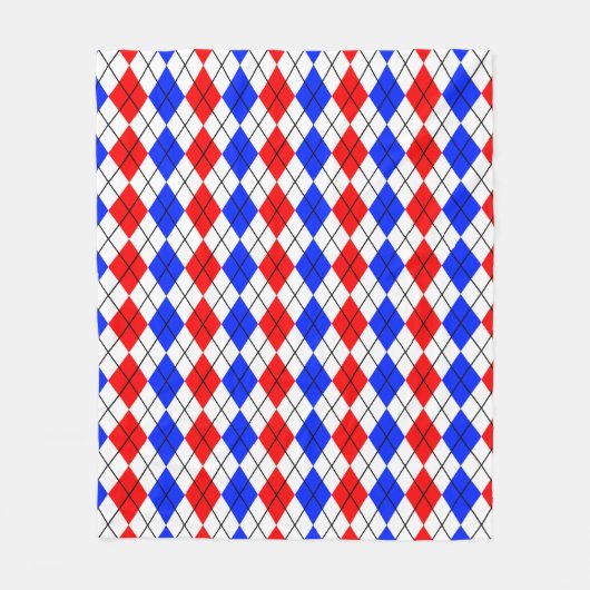 Couverture Polaire Conception à carreaux Argyle rouge bleu blanc (Devant)