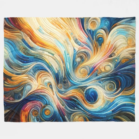 Couverture Polaire Conception abstraite colorée et quadrillée (Devant (Horizontal))