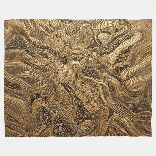 Couverture Polaire Conception abstraite en or doré (Devant (Horizontal))