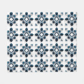 Couverture Polaire Conception Abstraite Géométrique en Bleu et Blanc (Devant (Horizontal))