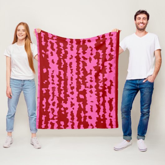 Couverture Polaire Conception Abstraite Irrégulière Rose Marron Rouge (En situation)