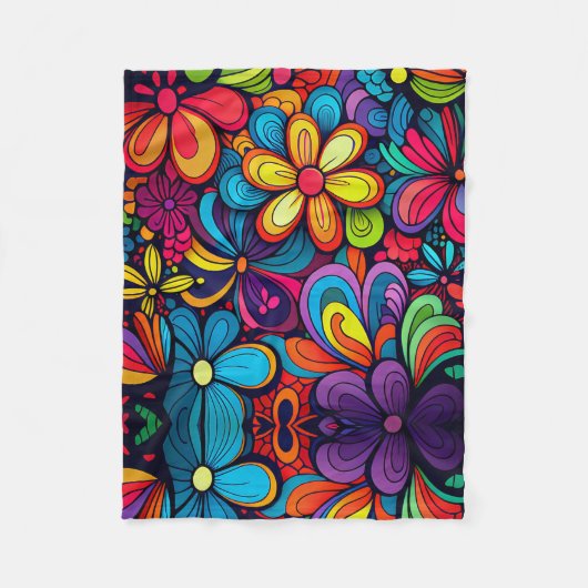 COUVERTURE POLAIRE CONCEPTION ARTISTIQUE CLASSIQUE DE DOODLE FLEURS (Devant)