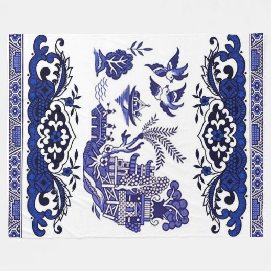 Couverture Polaire Conception bleue classique de saule (Devant (Horizontal))