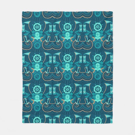 Couverture Polaire Conception bleue nautique (Devant)