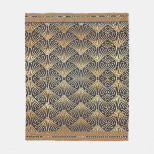 Couverture Polaire Conception classique de fan d'or d'art déco sur a