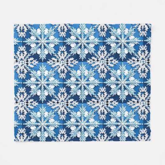 Couverture Polaire Conception complexe du flocon de neige bleu (Devant (Horizontal))