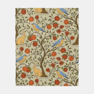 Couverture Polaire Conception d'arbres bruns avec des pommes oranges