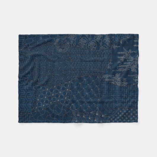 Couverture Polaire Conception de broderies de style Sashiko - (Devant (Horizontal))