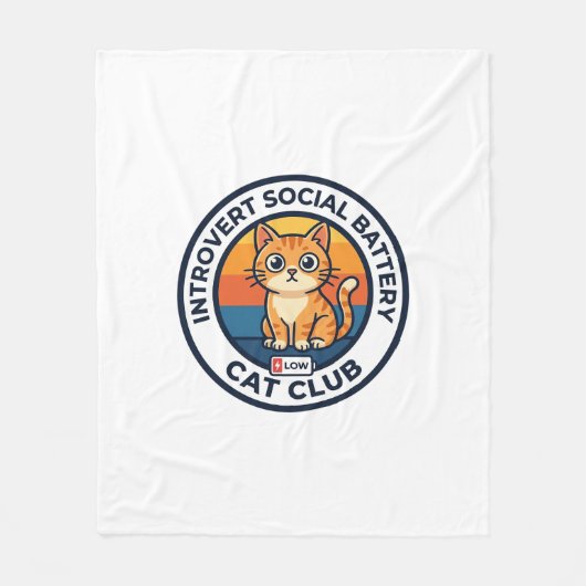 Couverture Polaire Conception de chat de batterie sociale introverti  (Devant)