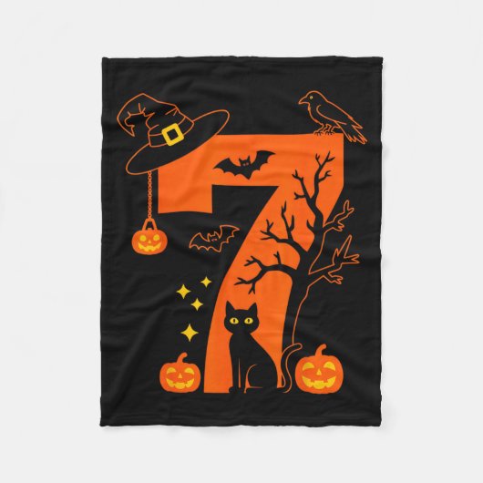 Couverture Polaire Conception de chat noir d'Halloween numéro 7 effra (Devant)