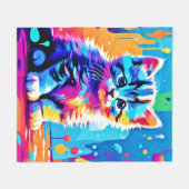 Couverture Polaire Conception de chaton coloré (Devant (Horizontal))
