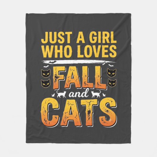 Couverture Polaire Conception de chats fille d'automne Halloween_1 (Devant)