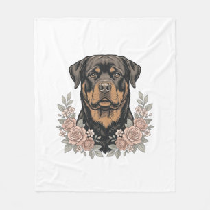 Couverture Polaire Conception de chemise à portrait floral Rottweiler