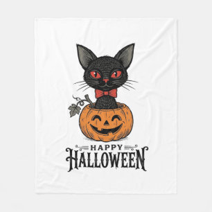 Couverture Polaire Conception de chemise de citrouille de chat noir H