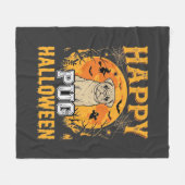 Couverture Polaire Conception de chien effrayant Halloween Pug heureu (Devant (Horizontal))