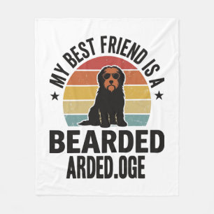 Couverture Polaire Conception de Collie barbu vintage Sunset amateur