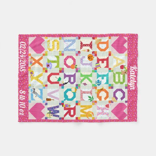 Couverture Polaire Conception de courtepointe Alphabet pour fille-béb (Devant (Horizontal))