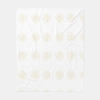 Couverture Polaire Conception de feuille de Monstera en or.