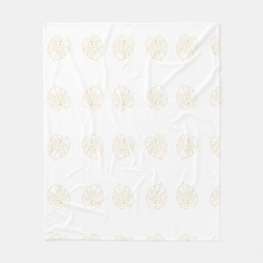 Couverture Polaire Conception de feuille de Monstera en or. (Devant)