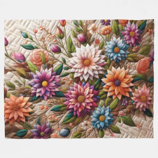 Couverture Polaire Conception de fleurs en surface (Devant (Horizontal))