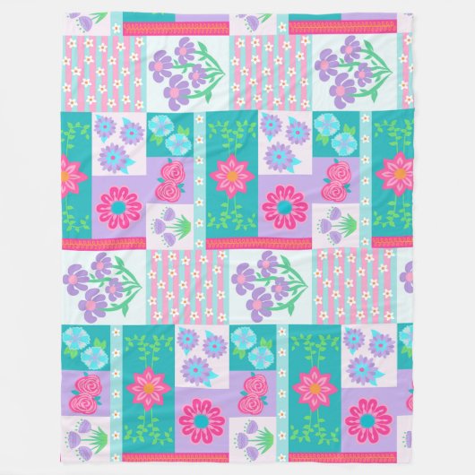 Couverture Polaire Conception de fleurs vibrantes en fleurs (Devant)