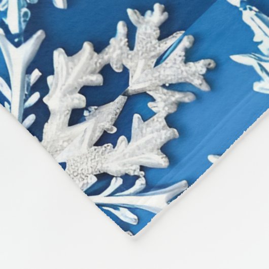 Couverture Polaire Conception de flocon de neige bleu complexe (Coin)