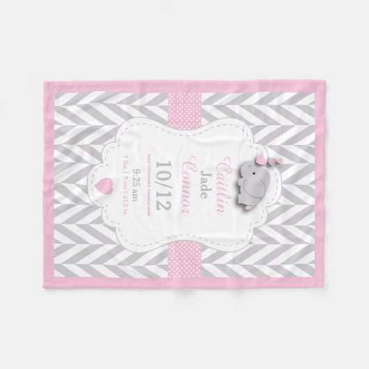 Couverture Polaire Conception de garde d'éléphants roses (Devant (Horizontal))