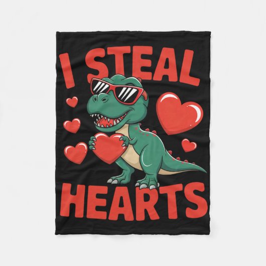 Couverture Polaire Conception de la Saint-Valentin de dinosaure drôle (Devant)